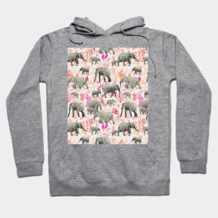 Sweet Elephants in Pink, Orange and Cream Hoodie